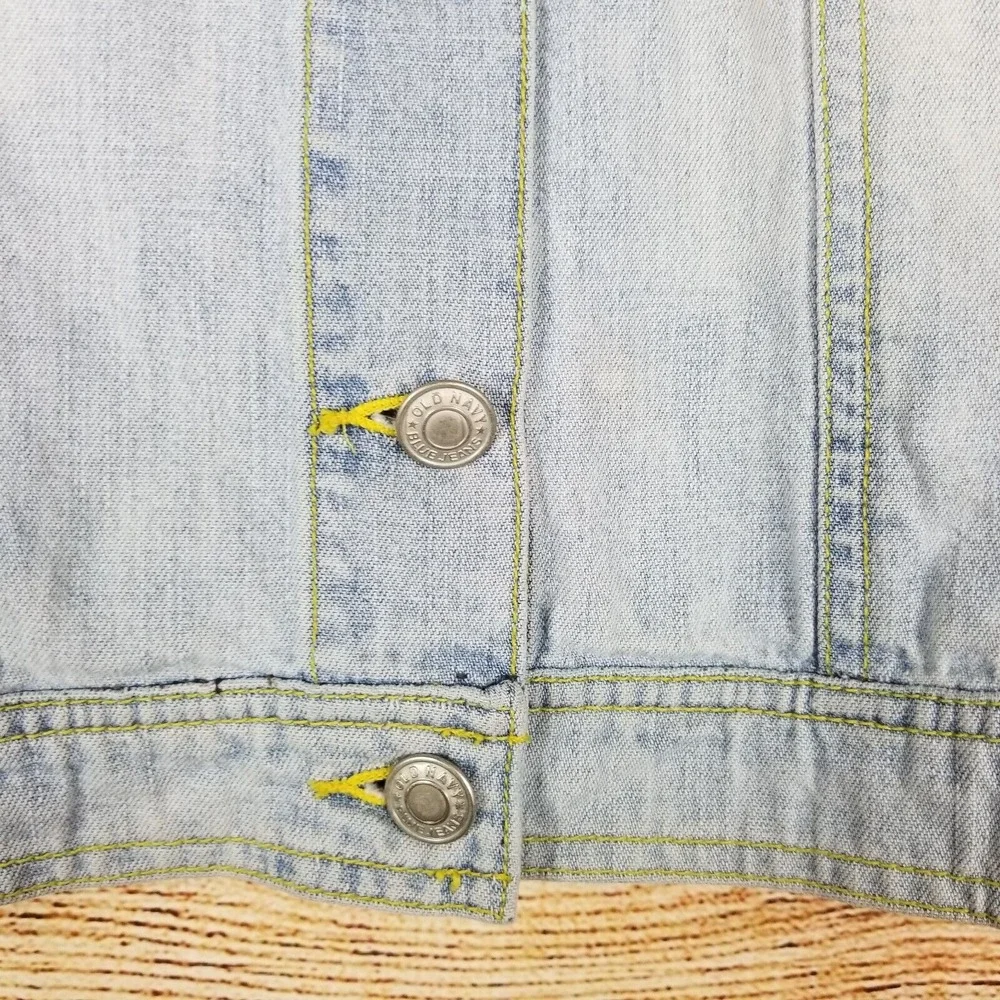 Old Navy Youth Gils Sz L Light Blue Denim Jean Jacket Tomboy Trucker Crop Button